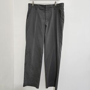 ASHWORTH size 32 x 34‎ Mens Plaid Dress Pants Flat Front Straight Leg Dark Gray